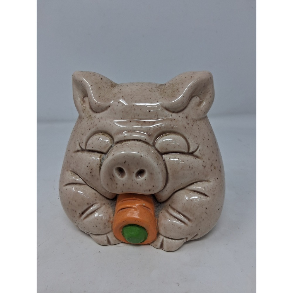 Vintage 1981 Sandoval Seattle Pike Place Market Ceramic Pig Carrot Piggy Bank